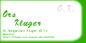 ors kluger business card